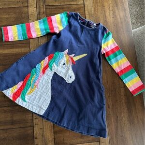 Mini Boden Kid's Unicorn Appliqué Cotton A-Line Dress